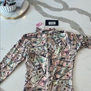 Vibrant Money Print Button-Up Shirt